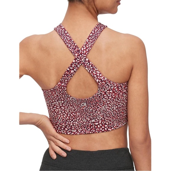 {GAP} "GapFit GFit Low Impact Long Line Pink Multi Cheetah" Gym Yoga Sports Bra - Picture 2 of 6
